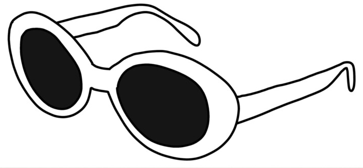 A transparent image of white clout goggles sunglasses