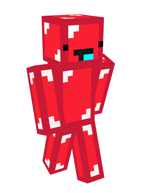 Skeppy's red skin. Everything about Skeppy remains the same except now his skin is color swapped to be the same red as the Egg. He is still shiny and still has the happy smile, but now the tongue is blue.