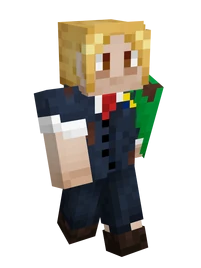 Forever's depressed president skin. He wears his dark grey presidential suit with the sleeves rolled up to his elbows. However, the Brazillian flag that's adorned on his shoulder like a cape, alongwith the rest of his suit is visibly dirty with some rips and tears. His suit is ruffled, like he slept in it, and he has visible bags under his eyes.