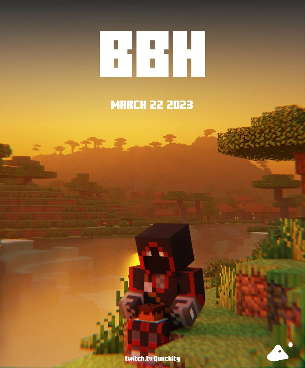 Official announcement poster for Bad. He sits near a river at sunset, legs dangling off the block he's sitting on. On his lap is a plate with a small pastry, maybe a muffin. He looks like he's ready to eat it.