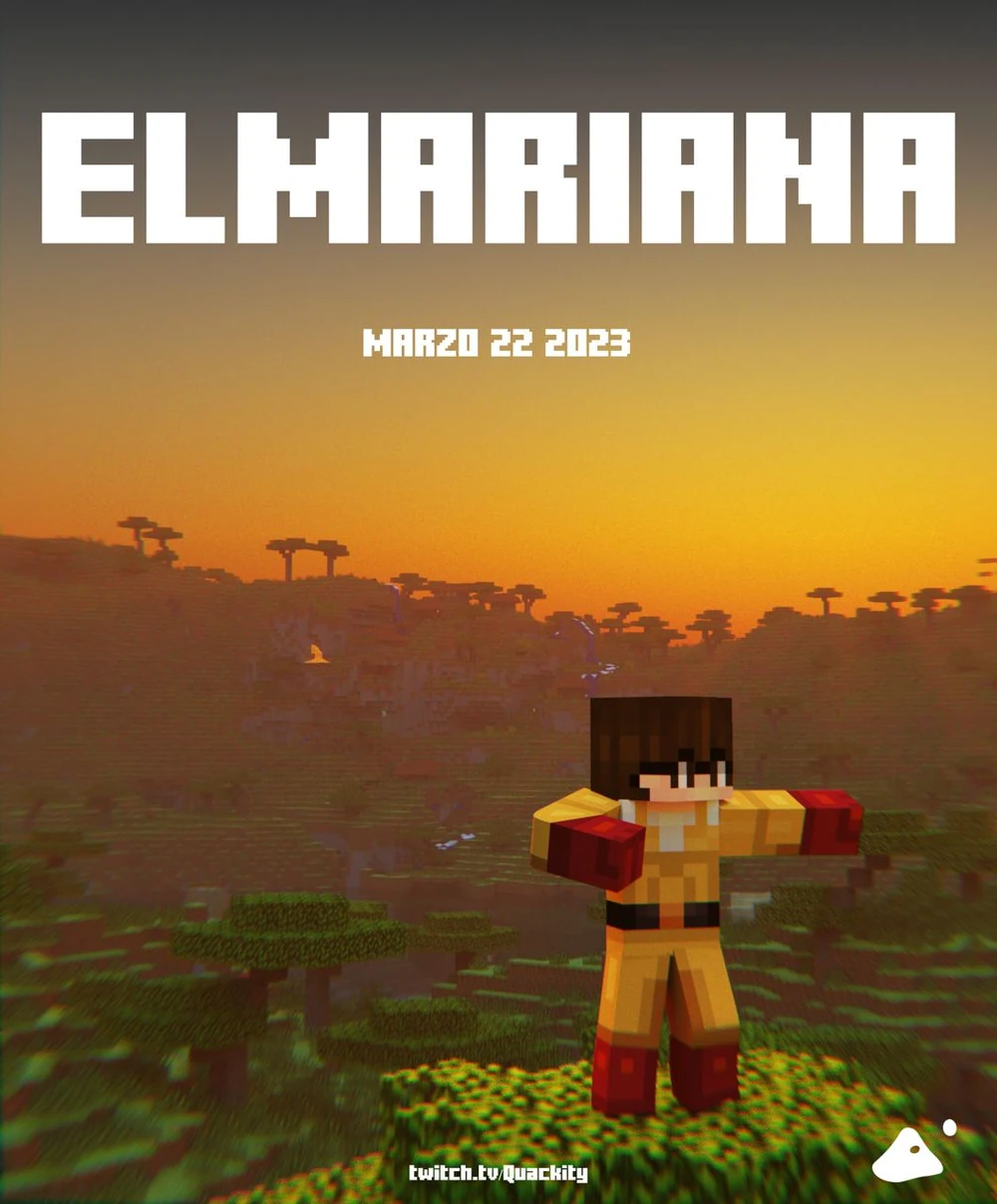Official announcement poster for Mariana. He stands on top of a tree in an oak forest at the bottom of a basin. The sun sets in the background. Mariana looks like he's practicing some kind of martial arts, with one arm extended and one arm pulled back.