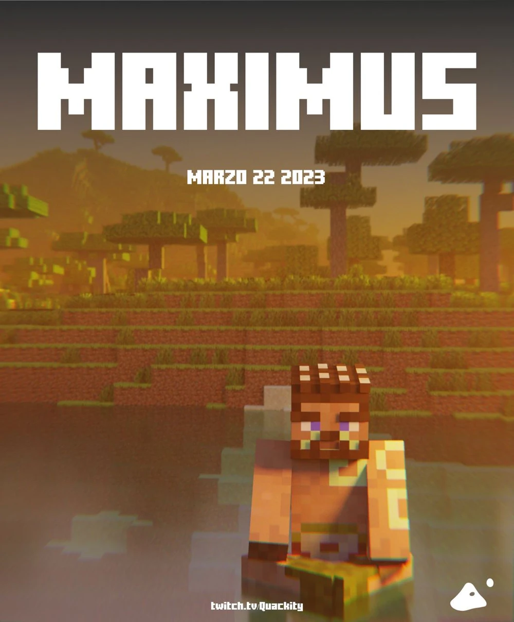 Official announcement poster for Maximus. He is sat alone in a lake with his legs crossed, like he's meditating. However, his skin is not the correct skin. It looks like it's from a different series entirely, a caveman with bushy brown hair and white paint on his face and chest. He wears green grass skirt and sandals.